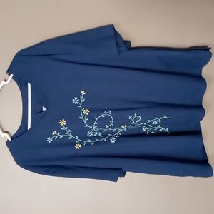 Blair Blue Blouse w Flowers Size 2X